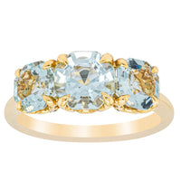 18ct Yellow Gold Three Stone Aquamarine Octavia Ring - Ring - Walker & Hall