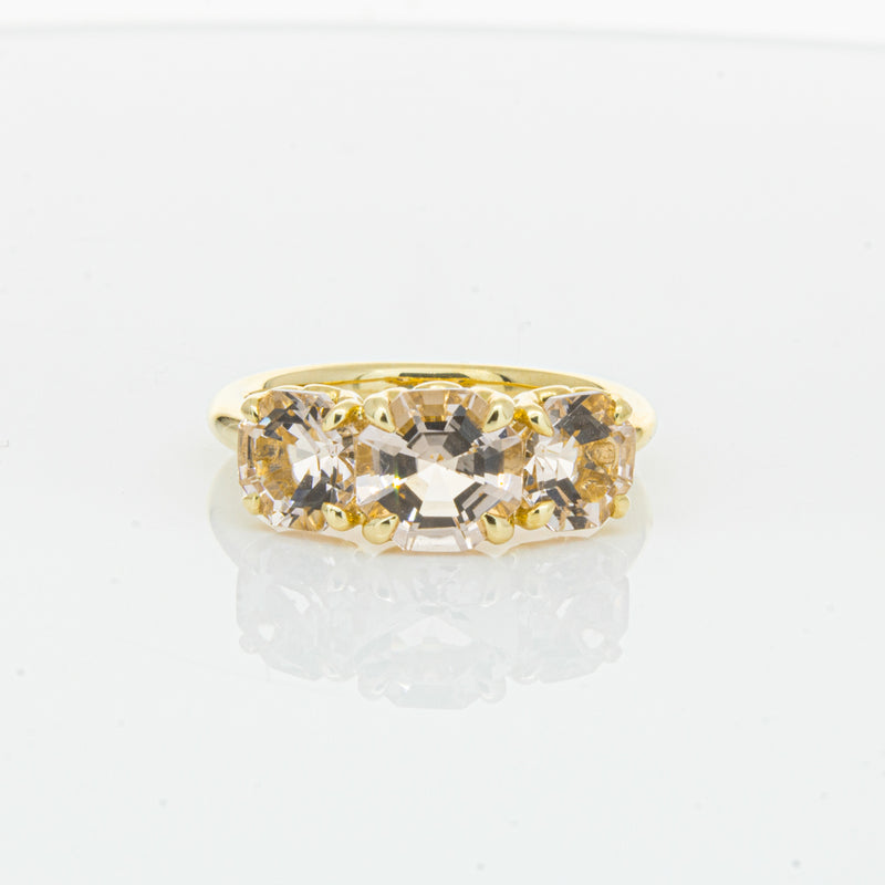 18ct Yellow Gold Three Stone Morganite Octavia Ring-Ring-Walker & Hall