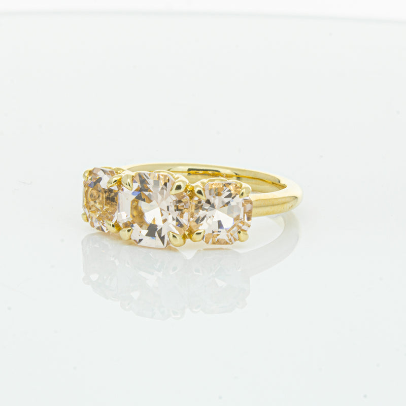 18ct Yellow Gold Three Stone Morganite Octavia Ring-Ring-Walker & Hall