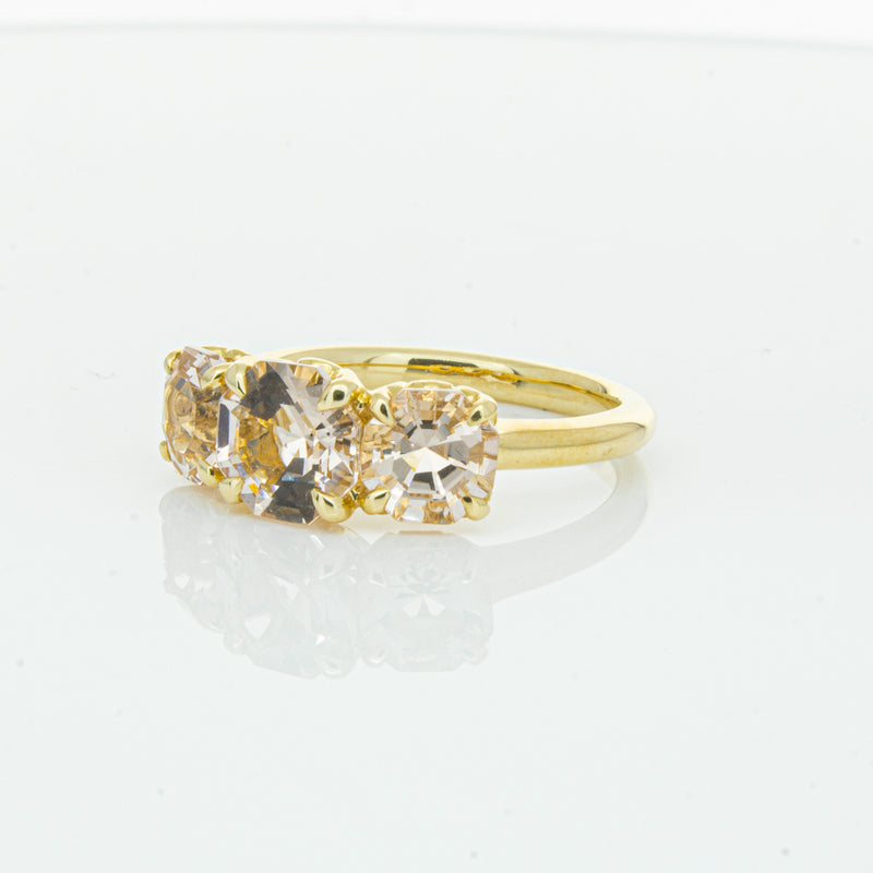 18ct Yellow Gold Three Stone Morganite Octavia Ring-Ring-Walker & Hall
