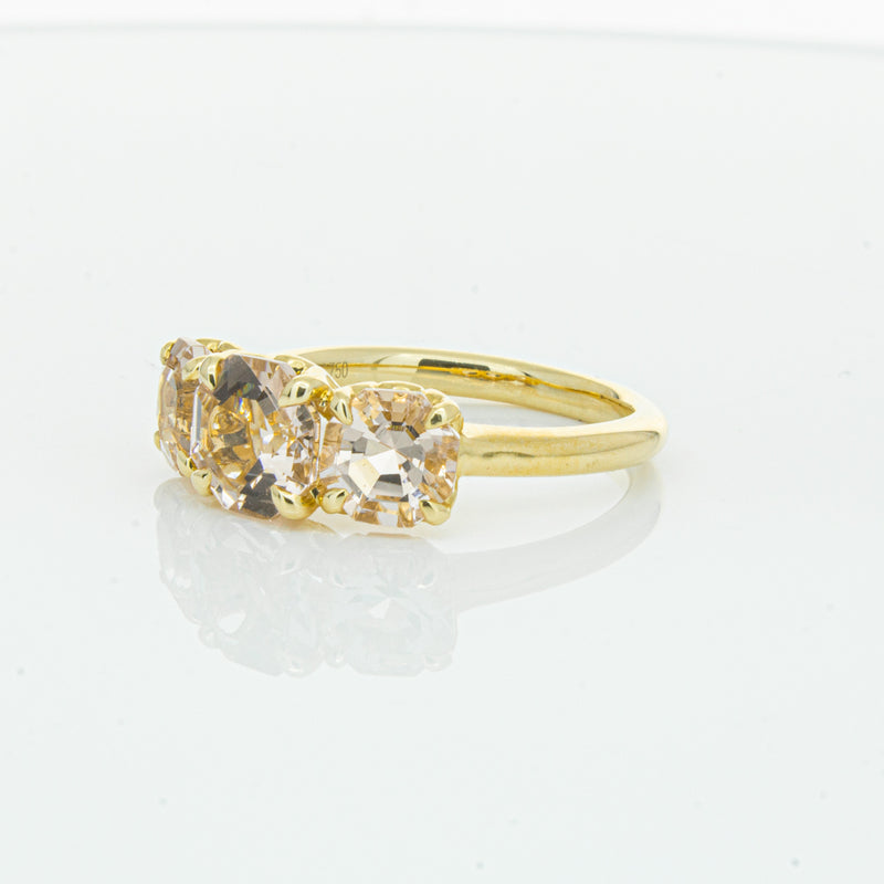 18ct Yellow Gold Three Stone Morganite Octavia Ring-Ring-Walker & Hall