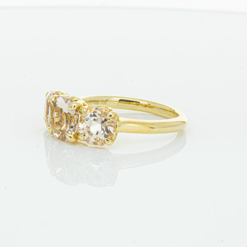 18ct Yellow Gold Three Stone Morganite Octavia Ring-Ring-Walker & Hall