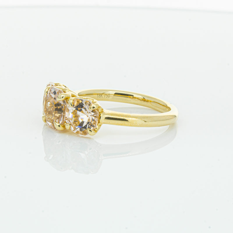 18ct Yellow Gold Three Stone Morganite Octavia Ring-Ring-Walker & Hall