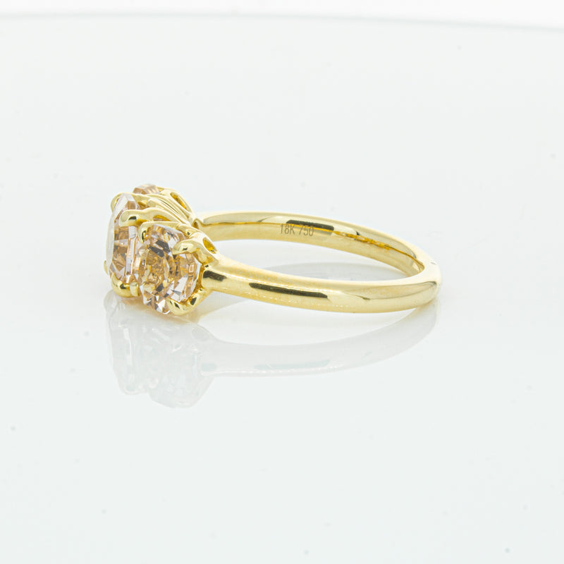 18ct Yellow Gold Three Stone Morganite Octavia Ring-Ring-Walker & Hall