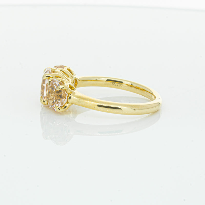 18ct Yellow Gold Three Stone Morganite Octavia Ring-Ring-Walker & Hall