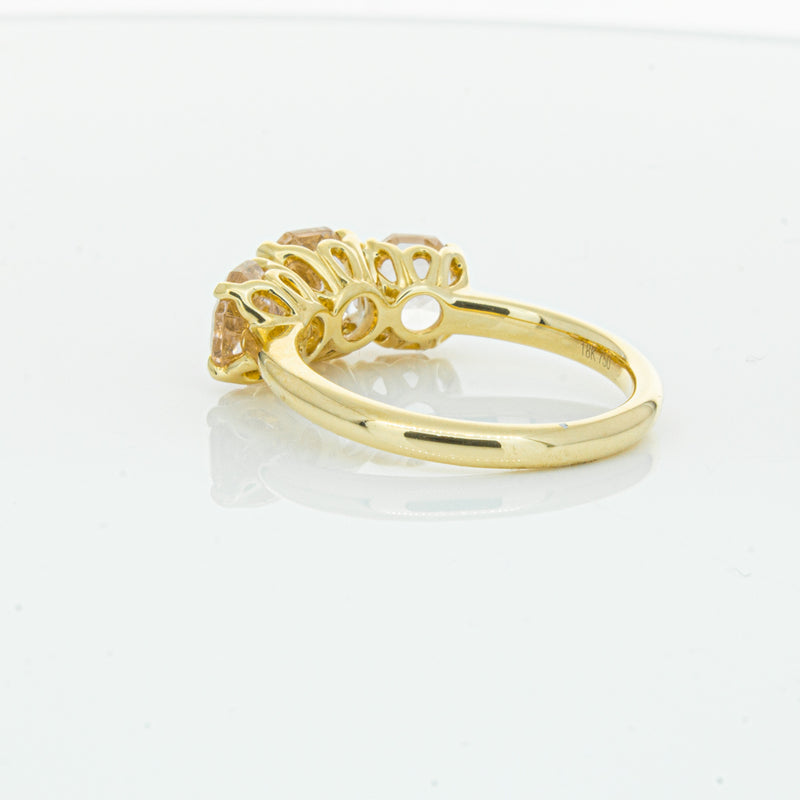 18ct Yellow Gold Three Stone Morganite Octavia Ring-Ring-Walker & Hall