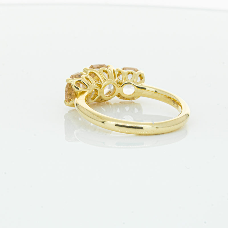 18ct Yellow Gold Three Stone Morganite Octavia Ring-Ring-Walker & Hall