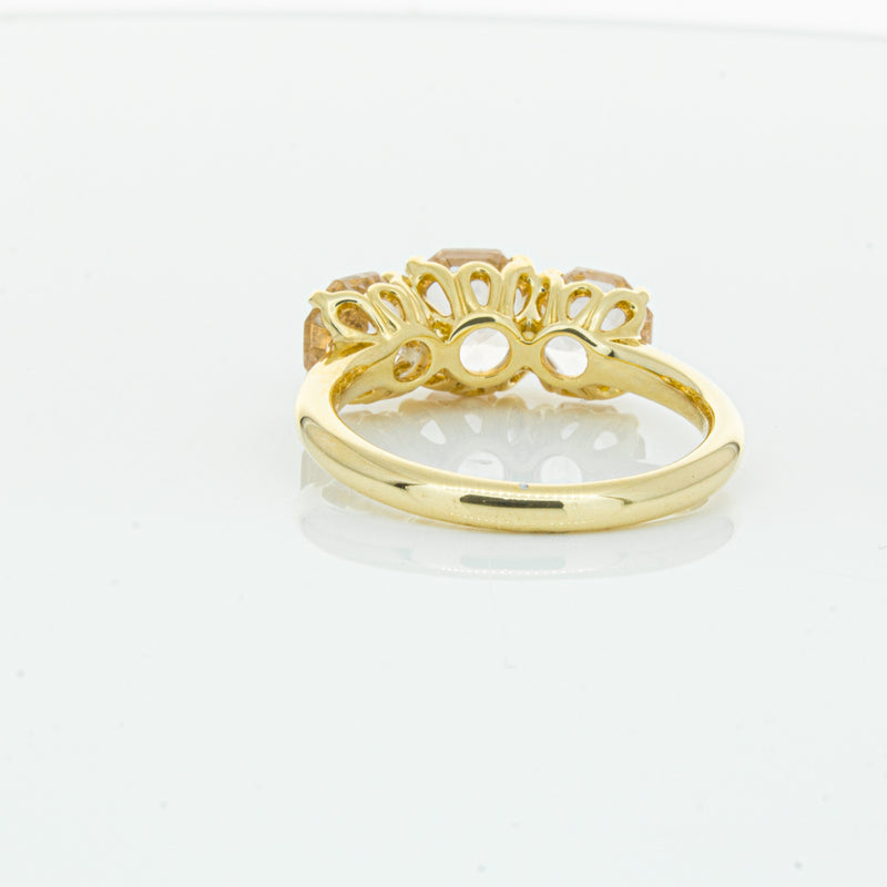 18ct Yellow Gold Three Stone Morganite Octavia Ring-Ring-Walker & Hall