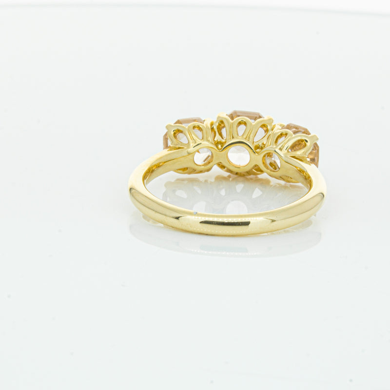 18ct Yellow Gold Three Stone Morganite Octavia Ring-Ring-Walker & Hall