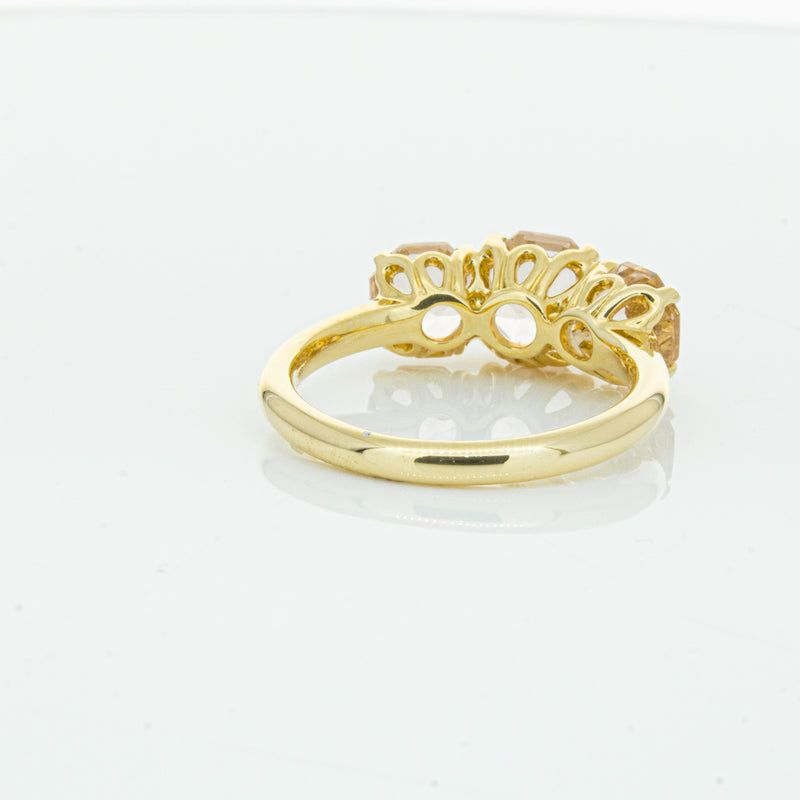 18ct Yellow Gold Three Stone Morganite Octavia Ring-Ring-Walker & Hall