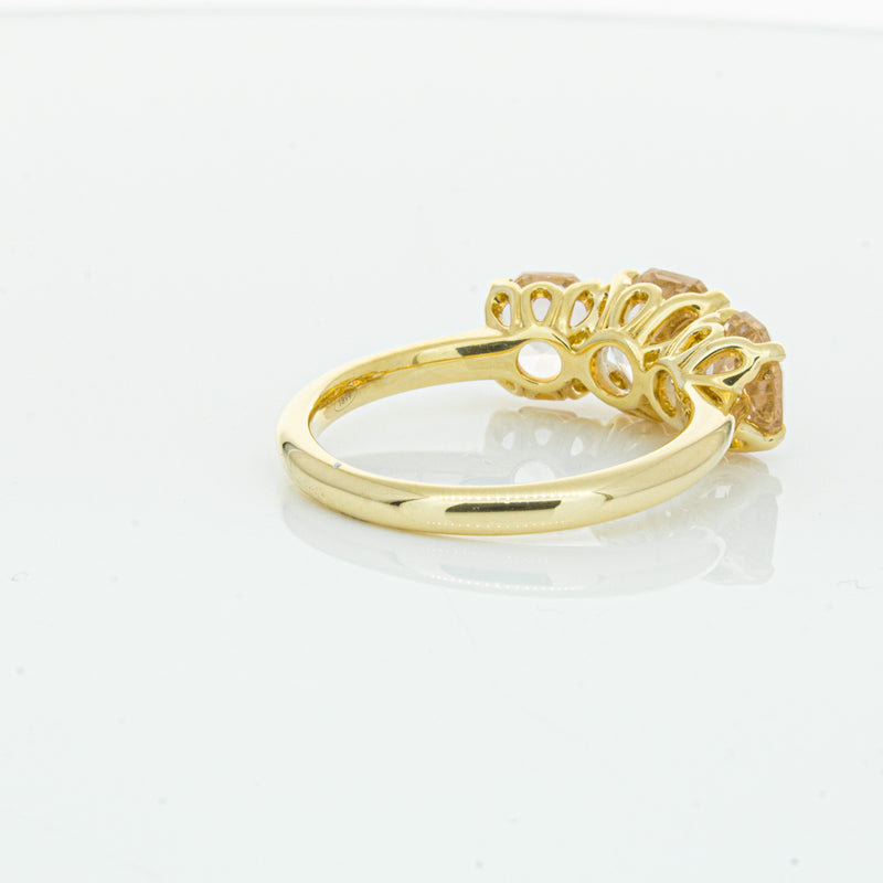 18ct Yellow Gold Three Stone Morganite Octavia Ring-Ring-Walker & Hall