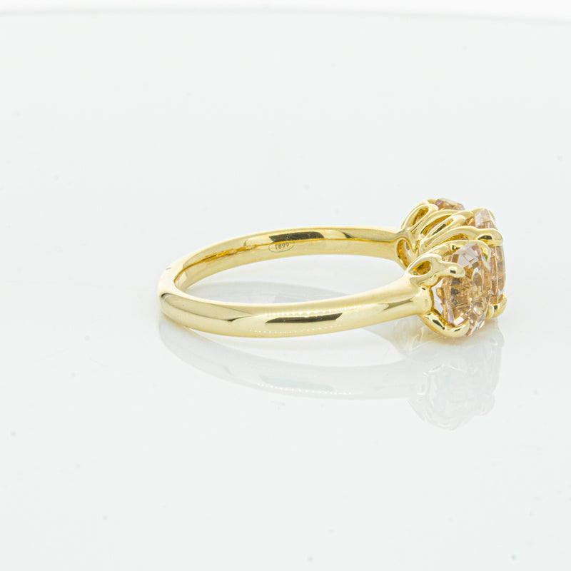 18ct Yellow Gold Three Stone Morganite Octavia Ring-Ring-Walker & Hall