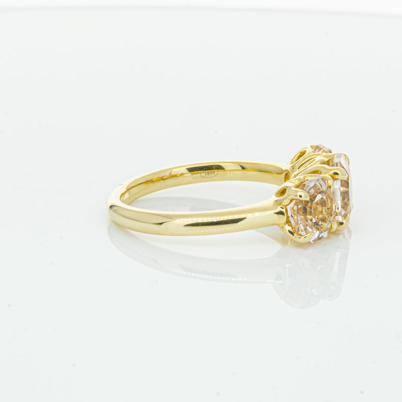 18ct Yellow Gold Three Stone Morganite Octavia Ring-Ring-Walker & Hall
