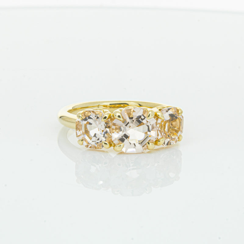 18ct Yellow Gold Three Stone Morganite Octavia Ring-Ring-Walker & Hall
