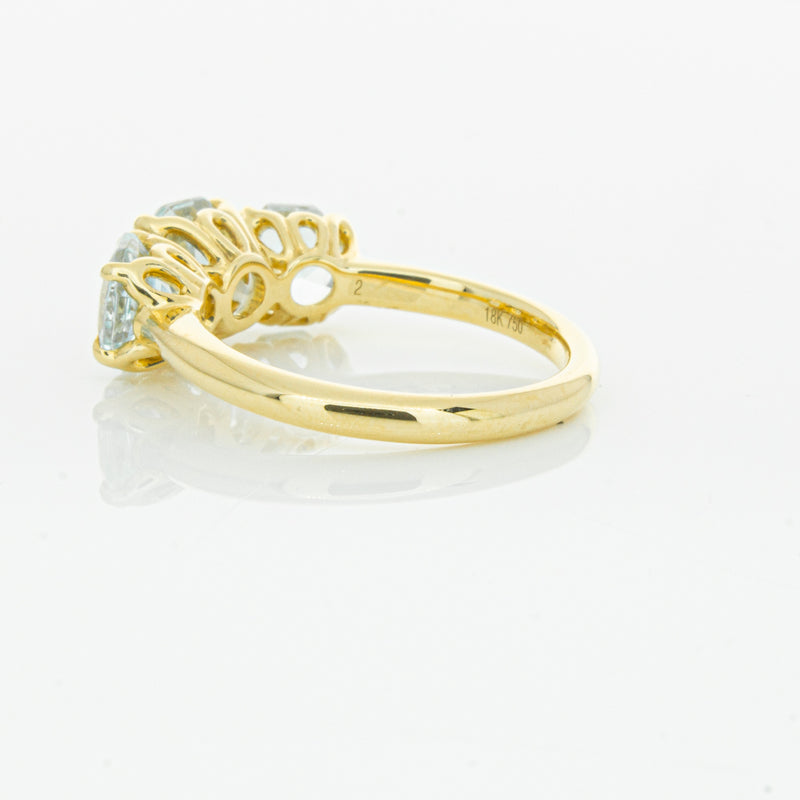 18ct Yellow Gold Three Stone Aquamarine Octavia Ring-Ring-Walker & Hall