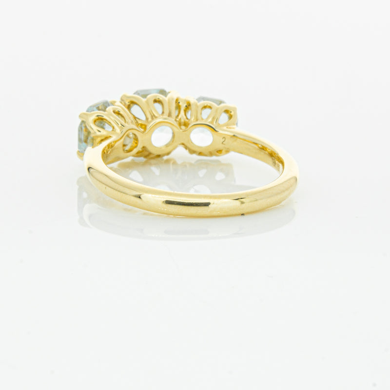 18ct Yellow Gold Three Stone Aquamarine Octavia Ring-Ring-Walker & Hall