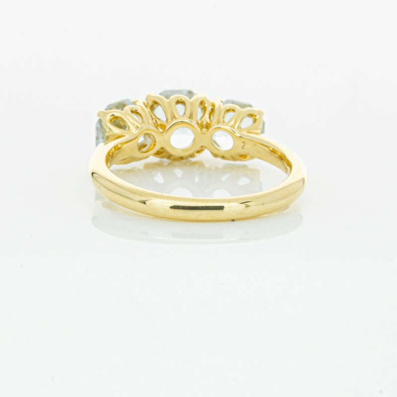 18ct Yellow Gold Three Stone Aquamarine Octavia Ring-Ring-Walker & Hall