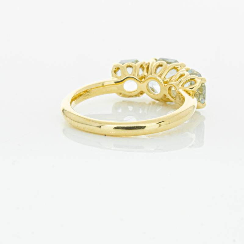 18ct Yellow Gold Three Stone Aquamarine Octavia Ring-Ring-Walker & Hall