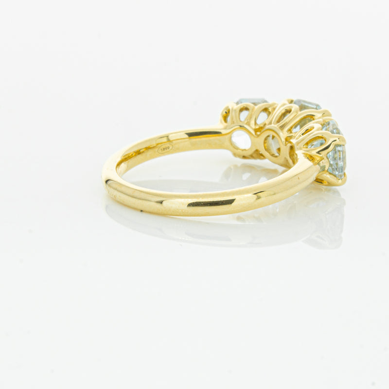 18ct Yellow Gold Three Stone Aquamarine Octavia Ring-Ring-Walker & Hall