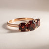 18ct Rose Gold Three Stone Garnet Octavia Ring - Walker & Hall