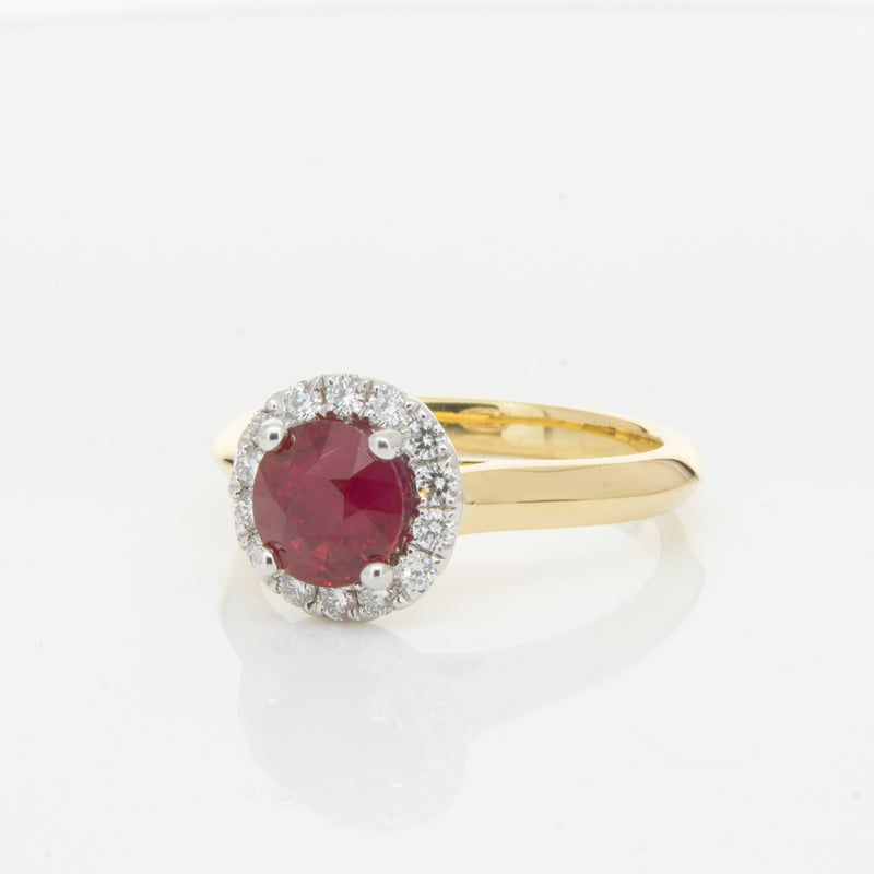 18ct Yellow Gold 1.38ct Ruby & Diamond Eclipse Ring-Ring-Walker & Hall