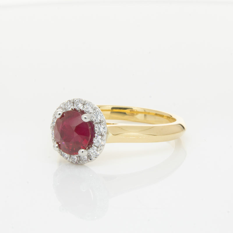 18ct Yellow Gold 1.38ct Ruby & Diamond Eclipse Ring-Ring-Walker & Hall