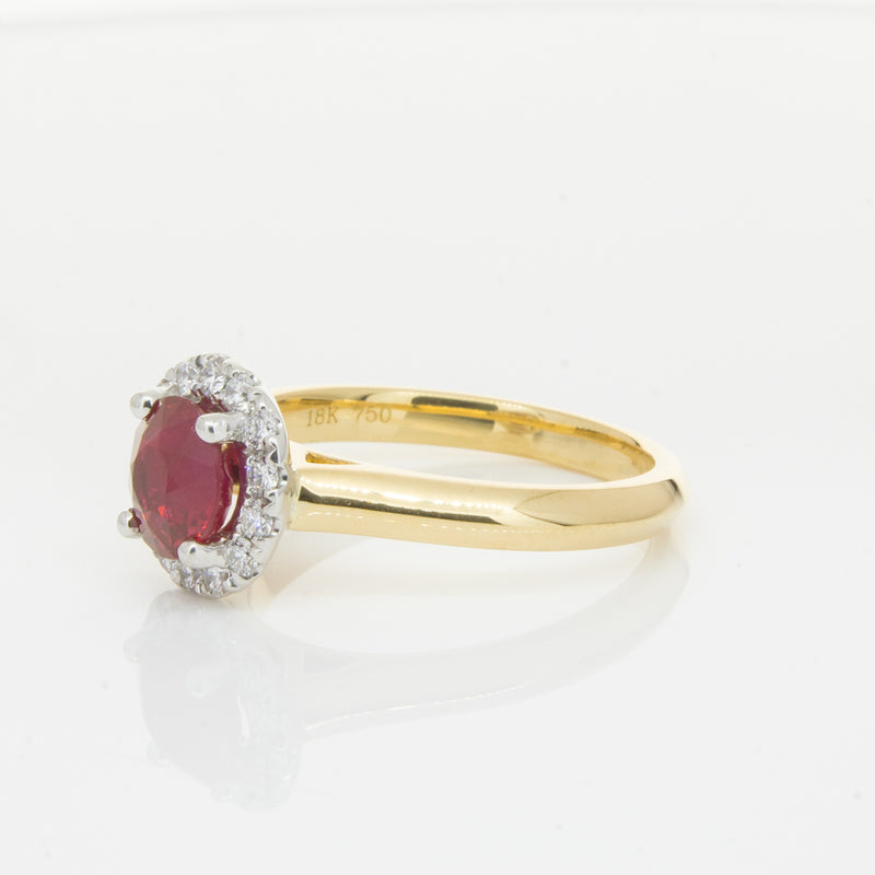 18ct Yellow Gold 1.38ct Ruby & Diamond Eclipse Ring-Ring-Walker & Hall