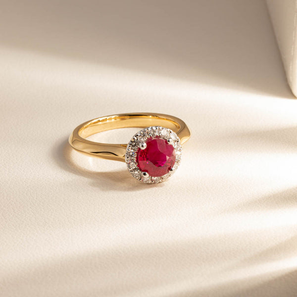 18ct Yellow Gold 1.38ct Ruby & Diamond Eclipse Ring - Walker & Hall