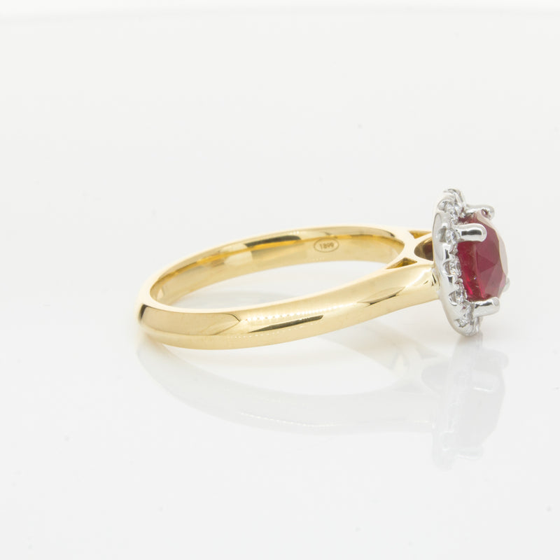 18ct Yellow Gold 1.38ct Ruby & Diamond Eclipse Ring-Ring-Walker & Hall
