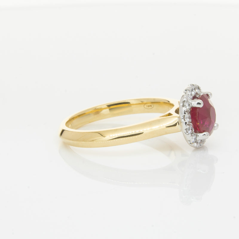 18ct Yellow Gold 1.38ct Ruby & Diamond Eclipse Ring-Ring-Walker & Hall