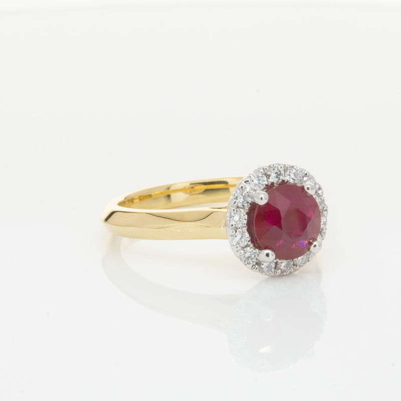 18ct Yellow Gold 1.38ct Ruby & Diamond Eclipse Ring-Ring-Walker & Hall