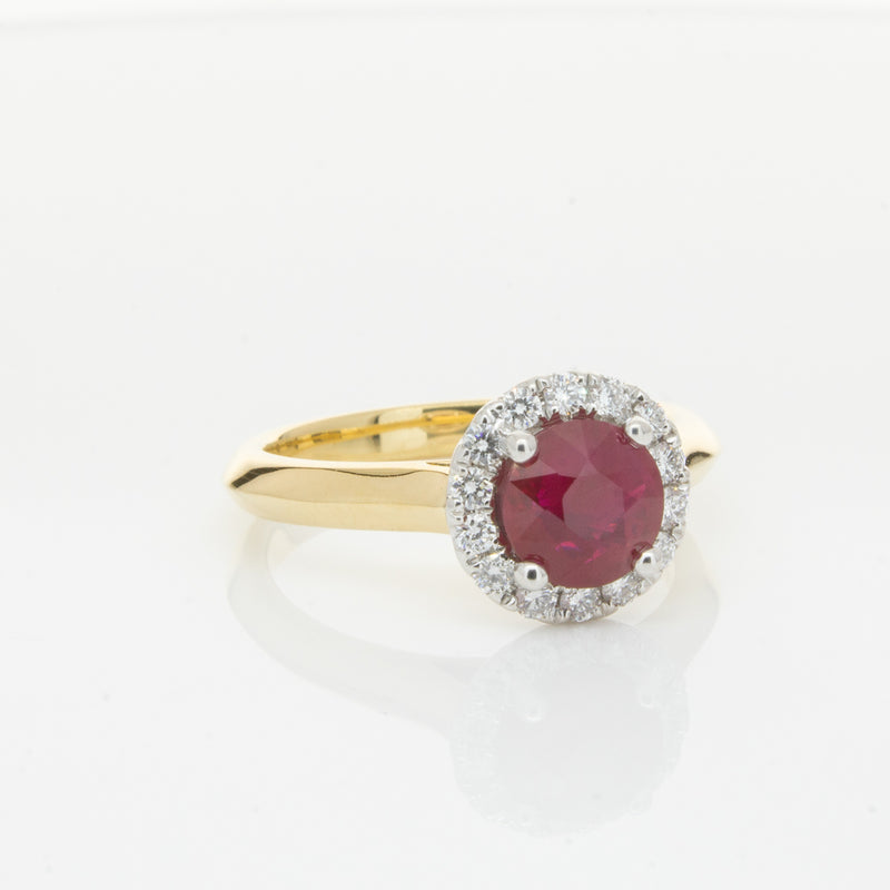 18ct Yellow Gold 1.38ct Ruby & Diamond Eclipse Ring-Ring-Walker & Hall