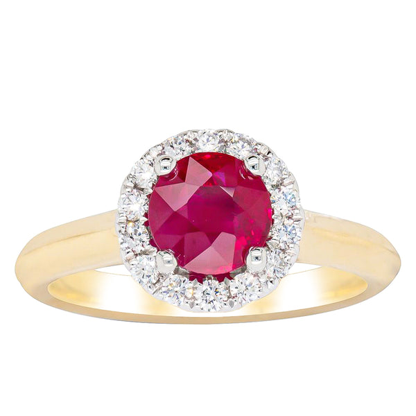 18ct Yellow Gold 1.38ct Ruby & Diamond Eclipse Ring - Ring - Walker & Hall