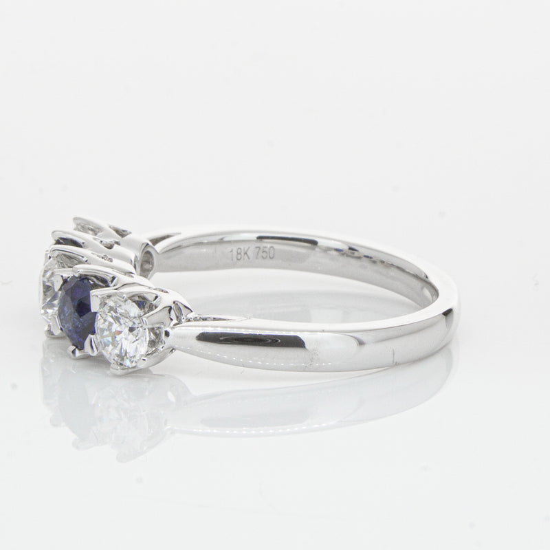 18ct White Gold Sapphire & Diamond Pentagon Ring-Ring-Walker & Hall