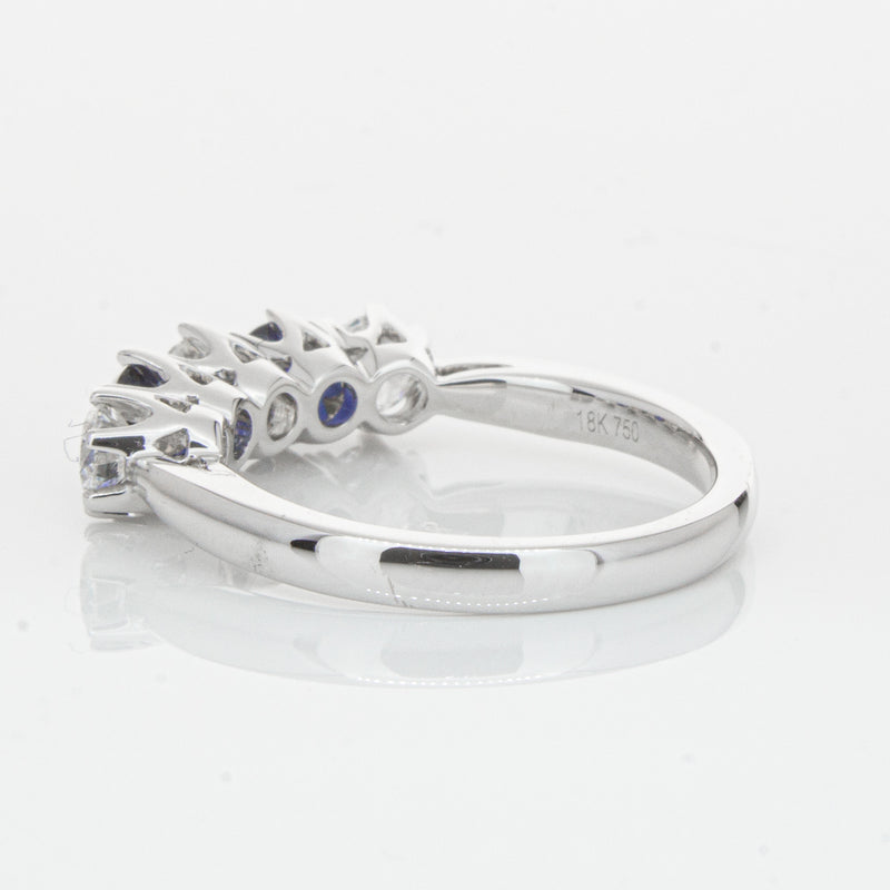 18ct White Gold Sapphire & Diamond Pentagon Ring-Ring-Walker & Hall