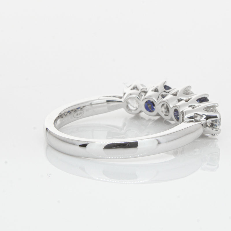 18ct White Gold Sapphire & Diamond Pentagon Ring-Ring-Walker & Hall