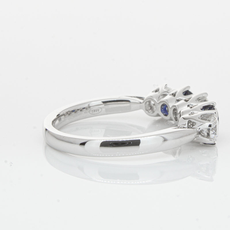 18ct White Gold Sapphire & Diamond Pentagon Ring-Ring-Walker & Hall