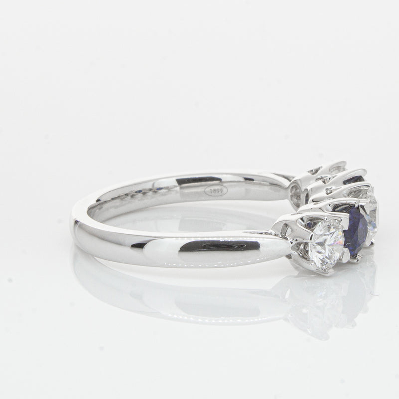 18ct White Gold Sapphire & Diamond Pentagon Ring-Ring-Walker & Hall