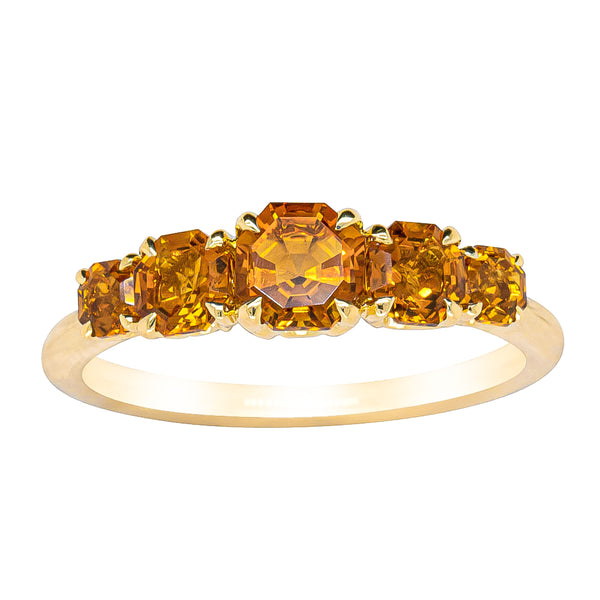 18ct Yellow Gold Five Stone Citrine Octavia Ring - Ring - Walker & Hall