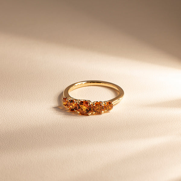 18ct Yellow Gold Five Stone Citrine Octavia Ring - Ring - Walker & Hall