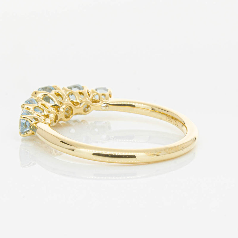 18ct Yellow Gold Five Stone Aquamarine Octavia Ring-Ring-Walker & Hall