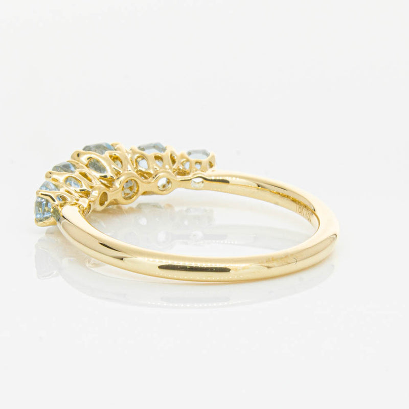 18ct Yellow Gold Five Stone Aquamarine Octavia Ring-Ring-Walker & Hall