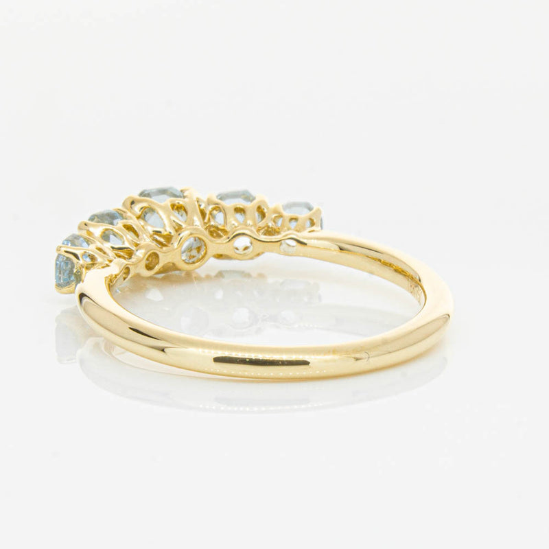 18ct Yellow Gold Five Stone Aquamarine Octavia Ring-Ring-Walker & Hall