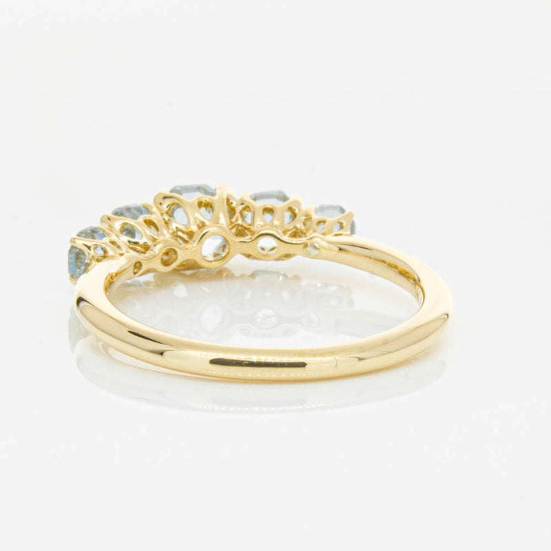 18ct Yellow Gold Five Stone Aquamarine Octavia Ring-Ring-Walker & Hall