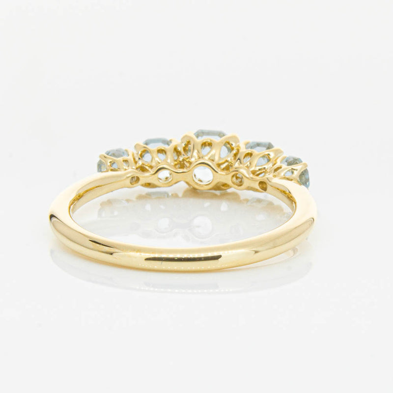 18ct Yellow Gold Five Stone Aquamarine Octavia Ring-Ring-Walker & Hall