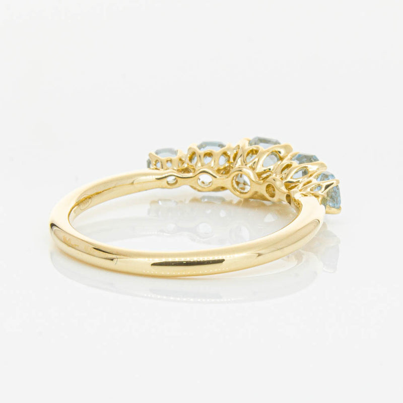 18ct Yellow Gold Five Stone Aquamarine Octavia Ring-Ring-Walker & Hall