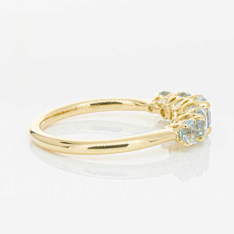 18ct Yellow Gold Five Stone Aquamarine Octavia Ring-Ring-Walker & Hall