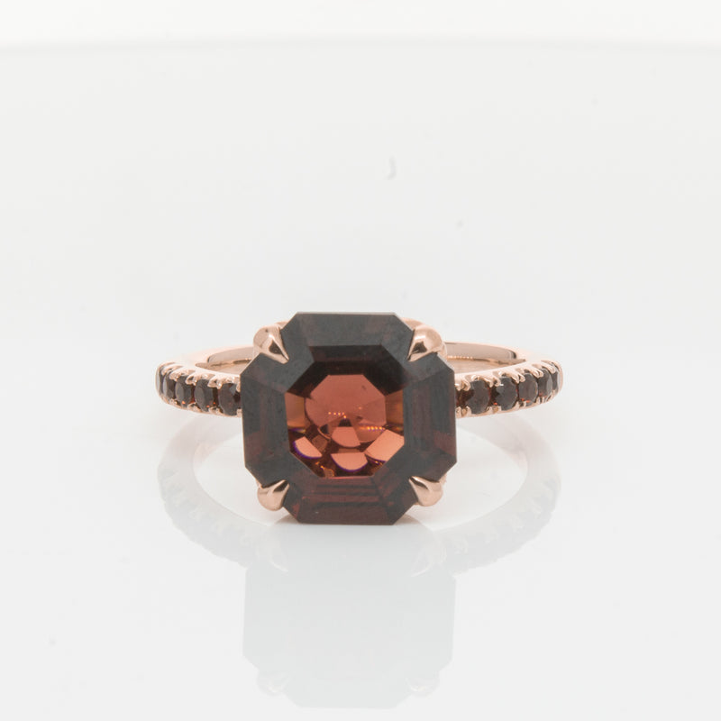 18ct Rose Gold Garnet Octavus Ring-Ring-Walker & Hall