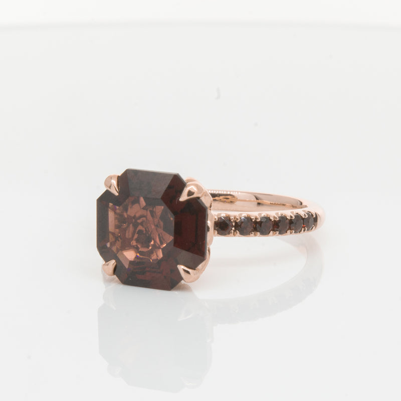 18ct Rose Gold Garnet Octavus Ring-Ring-Walker & Hall