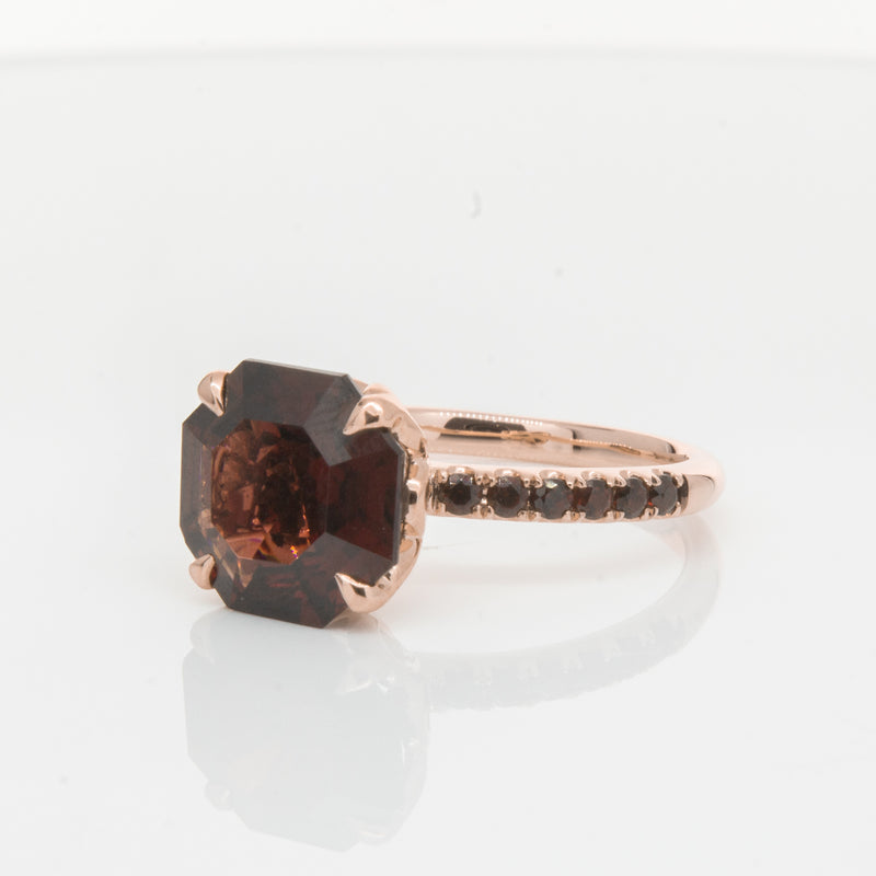 18ct Rose Gold Garnet Octavus Ring-Ring-Walker & Hall